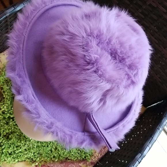 60s Miss DIOR by Christian Lilac Wisteria Angora Mod Mohair Fur Union Purple Hat - Picture 7 of 12